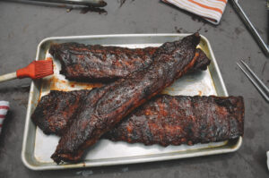 Sauced ribs with basting brush